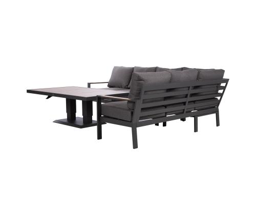 Puutarhakalustesarja RIO kulmasohva ja pöytä, tummanharmaa