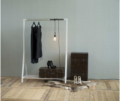 Teline BRENT 117x59xH165cm, hyllyllä, metallia, valkoinen/kromi