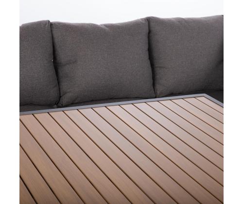 Puutarhakalustesarja RIO kulmasohva ja pöytä, tummanharmaa