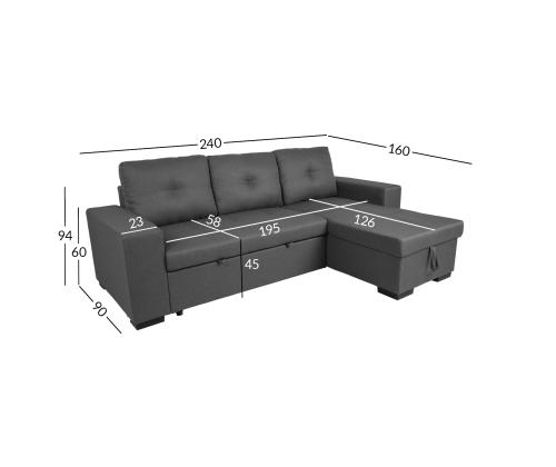 Kulmasohva CARITA tummanharmaa