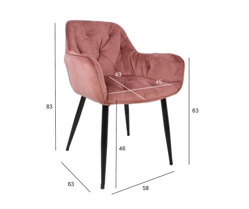 Tuoli BRITA 58x63H83cm, vaaleanpunainen sametti