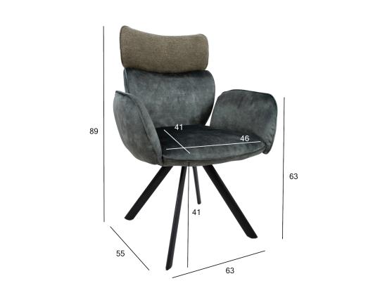 Tuoli EDDY käsinojilla 63x55xH89cm, vihreä sametti