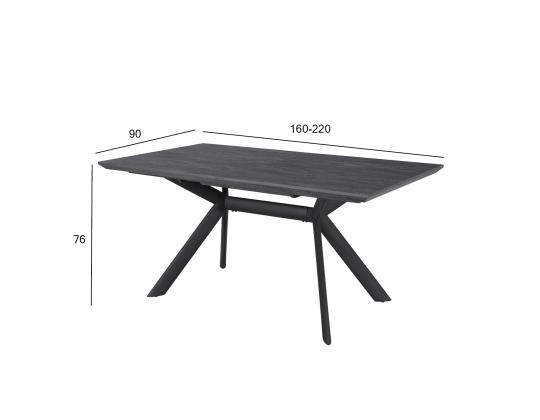 Ruokapöytä EDDY 160/220x90xH76cm, harmaa, melamiini, metallijalat