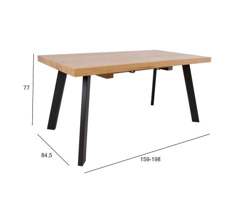 Ruokapöytä BRIGIT 159/198x84,5xH77cm, vaalea puu