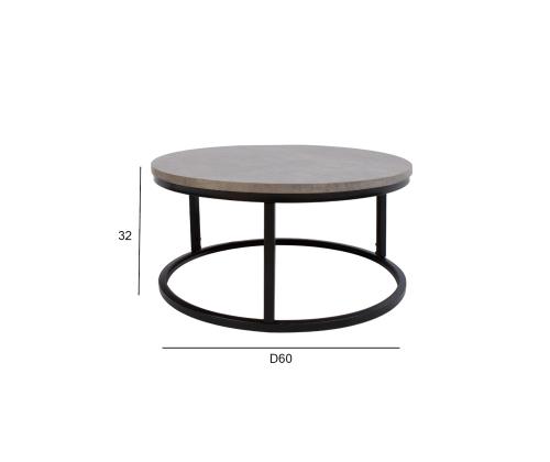 Sohvapöytä BRITE D60xH32cm, harmaa, MDF, metalli