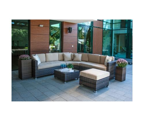 Puutarhakalusteet setti DAWSON pöytä, kulmasohva ja rahi