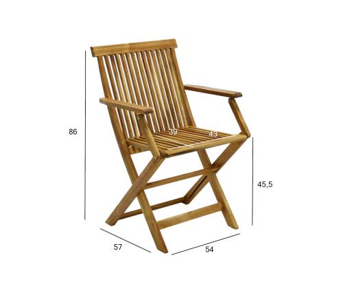 Tuoli FINLAY 54x57xH86cm käsinojilla, akaasia