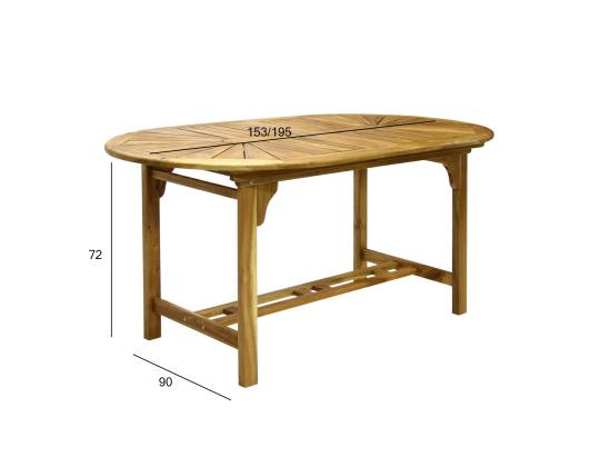 Pöytä FINLAY 153/195x90xH72cm, akaasia