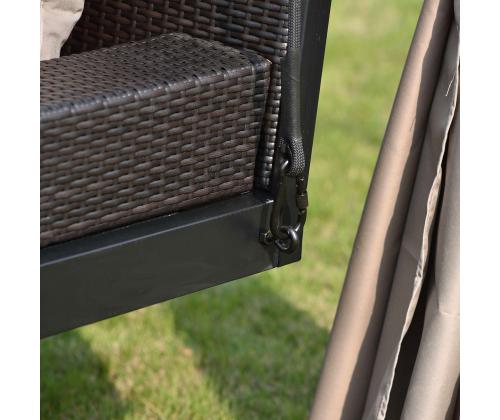 Puutarhakeinu BARCELONA 236x180xH210cm, ruskea/beige, teräs, muovipunos, polyesterikangas