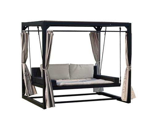 Puutarhakeinu BARCELONA 236x180xH210cm, ruskea/beige, teräs, muovipunos, polyesterikangas