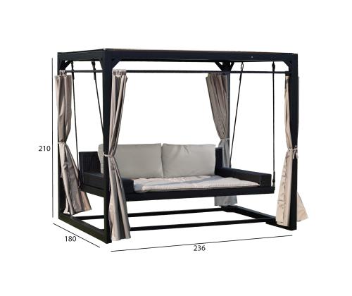 Puutarhakeinu BARCELONA 236x180xH210cm, ruskea/beige, teräs, muovipunos, polyesterikangas