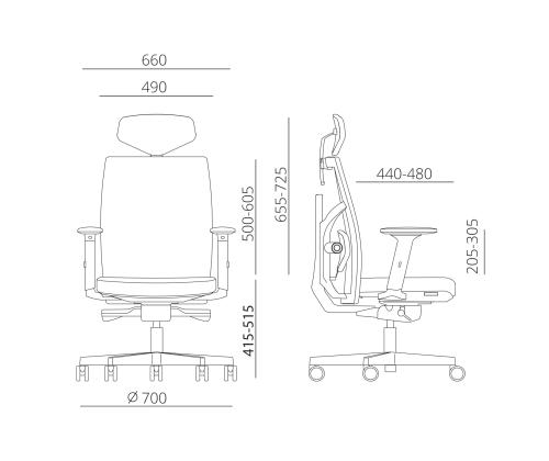 Tietokonetuoli/työtuoli TUNE 70x70xH111-128cm, musta