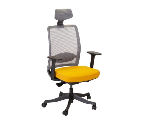 Tietokonetuoli/työtuoli ANGGUN, 70x70xH116-130,5cm, keltainen, polyesterikangas, muovi