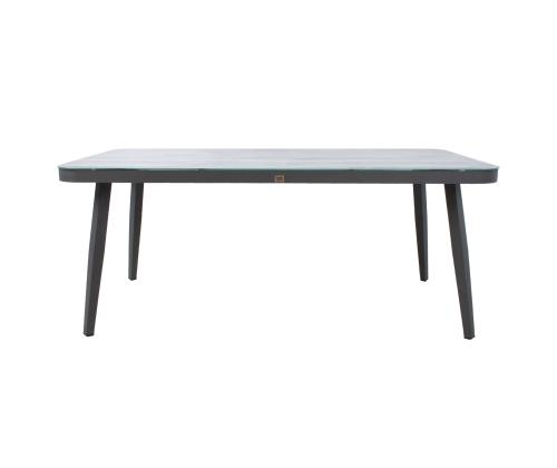 Pöytä MARIE 180x90xH74cm, harmaa, alumiini, lasi