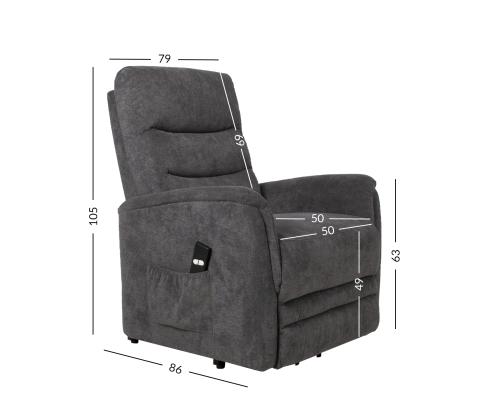 Nojatuoli BARCLAY electric lift recliner 79x86xH105cm, harmaa