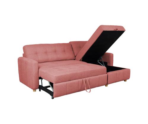 Kulmasohva WAIOLA 226x84/143xH90cm, vaaleanpunainen väri