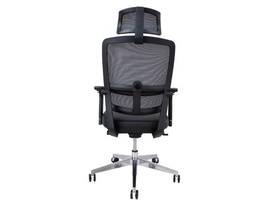 Työtuoli INTEGRA, 65,5x61xH108-117cm, musta, nahka, kangas, alumiini