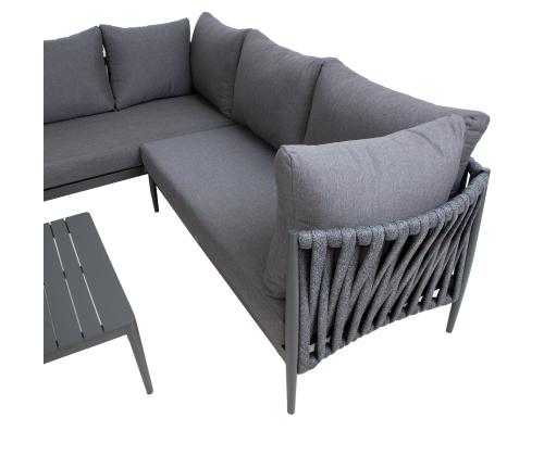 Puutarhakalustesarja BREMEN pöytä ja kulmasohva, harmaa