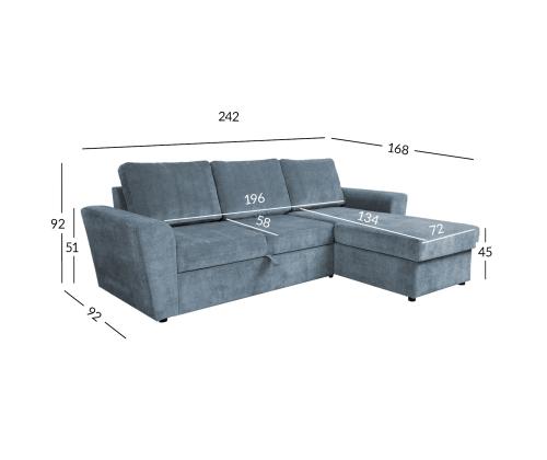 Kulmasohva INGMAR 242x168/92xH92cm, merensininen*
