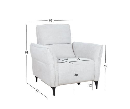 Nojatuoli MIAMI sähköinen lepotuoli 95x92xH99cm, vaalea beige