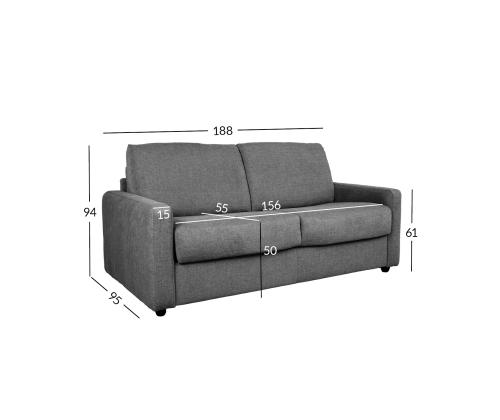 Vuodesohva PROVO 2-istuttava 188x95xH94cm, tummanharmaa