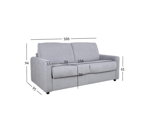 Vuodesohva PROVO 2-istuttava 188x95xH94cm, harmaa