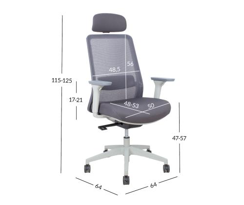 Työtuoli SANTO 64x64xH115-125m, harmaa verkkokangas