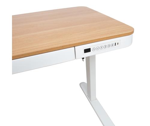 Säädettävä pöytä ERGO 1-moottori 120x60xK72-121cm, valkoinen/tammi