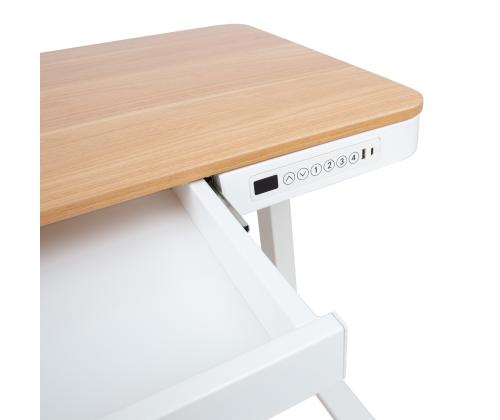 Säädettävä pöytä ERGO 1-moottori 120x60xK72-121cm, valkoinen/tammi