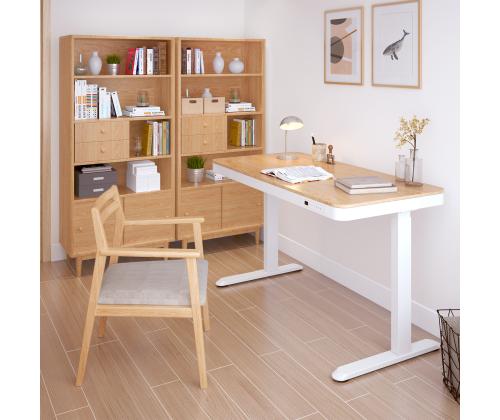 Säädettävä pöytä ERGO 1-moottori 120x60xK72-121cm, valkoinen/tammi