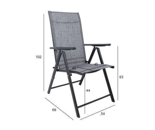 Taitettava tuoli DUBLIN 54x69xH102cm, harmaa