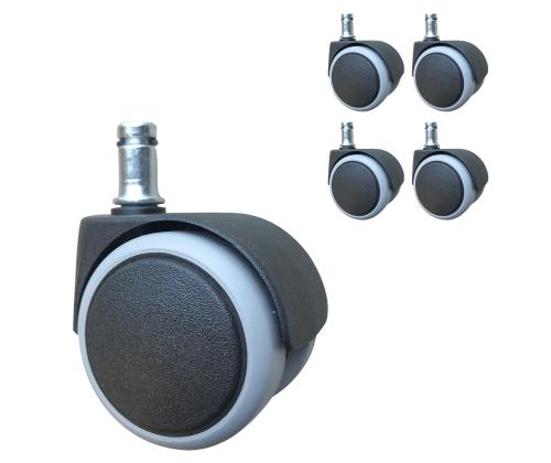 Tuolin pyörät, 5 kpl sarjassa, D50mm, jarrulla, tappi: 11mm, yleiskäyttöinen