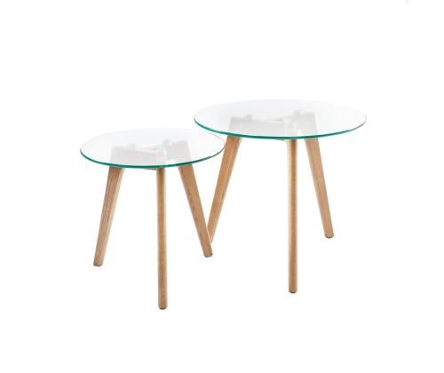 Sivupöydät HELENA 2 kpl D50xH45cm, D40xH40cm, lasia