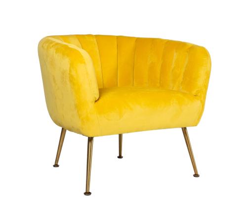 Nojatuoli TUCKER keltainen, 78x71xH69cm, polyesterikangas, ruostumaton teräs