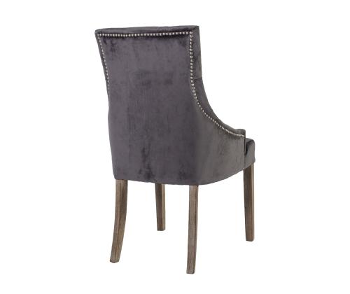 Tuoli HOLMES VELVET 53x63xH94cm, tummanharmaa, 100% polyesterikangas, puu