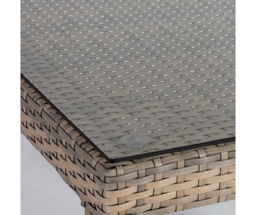 Pöytä LARACHE 80x80xH75cm, beeþ, alumiini, muovipunos, lasi