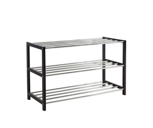 Kenkäteline BRODY 3-kertainen 80x31xH50cm, musta/kromi