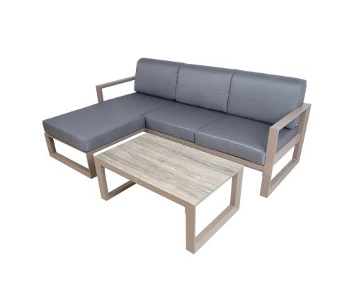 Puutarhakalusteet setti POSTA kulmasohva ja pöytä, beeþ