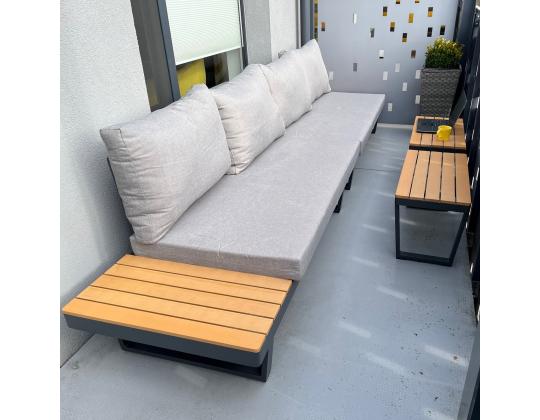 Puutarhakalustesarja MALTA modulaarinen sohva, 2 pöytää