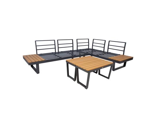 Puutarhakalustesarja MALTA modulaarinen sohva, 2 pöytää