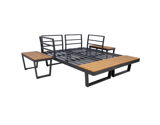 Puutarhakalustesarja MALTA modulaarinen sohva, 2 pöytää