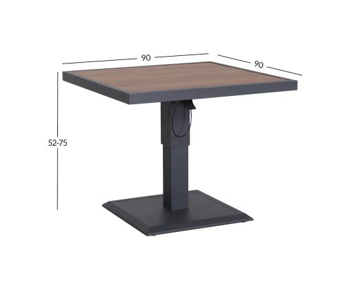 Pöytä PARKER 90x90xH52-75cm, harmaa