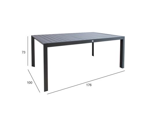 Pöytä TOMSON 176x100xH73cm, tummanharmaa, alumiini