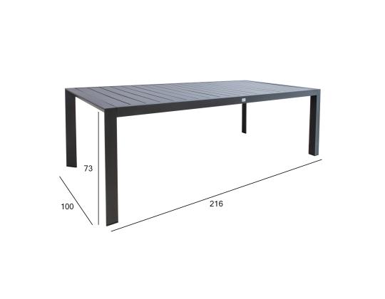 Pöytä TOMSON 216x100xH73cm, tummanharmaa, alumiini