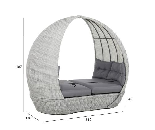 Lebola ASCOT 215x110xH187cm, harmaa, alumiini, muovipunos