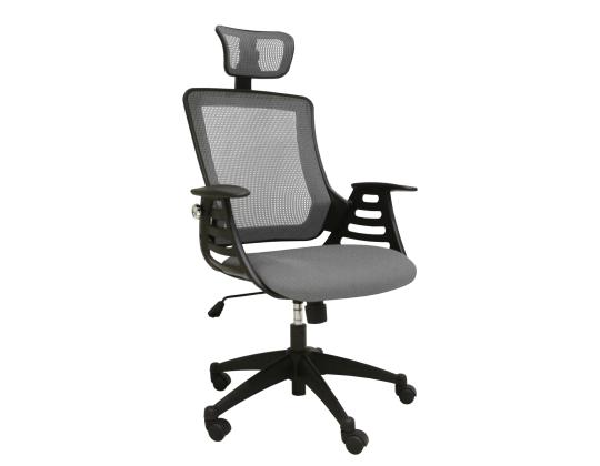 Työtuoli MERANO, niskatuella, 64,5x49xH96-103cm, harmaa, polyesterikangas, muovia
