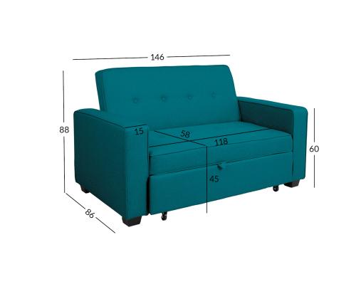 Sohvasänky FEYA 146x86xH88cm, meren sininen