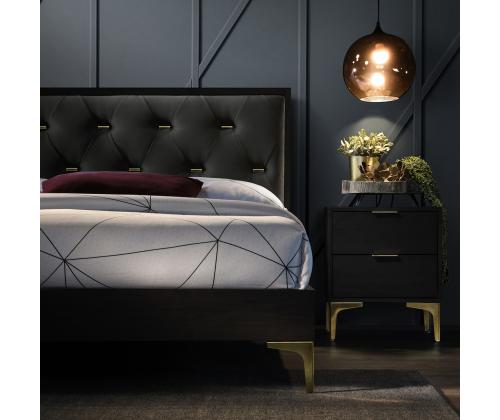 Sänky POEM 160x200cm, tummanharmaa, 164,5x208xH100cm, MDF, metalli, polyesterikangas