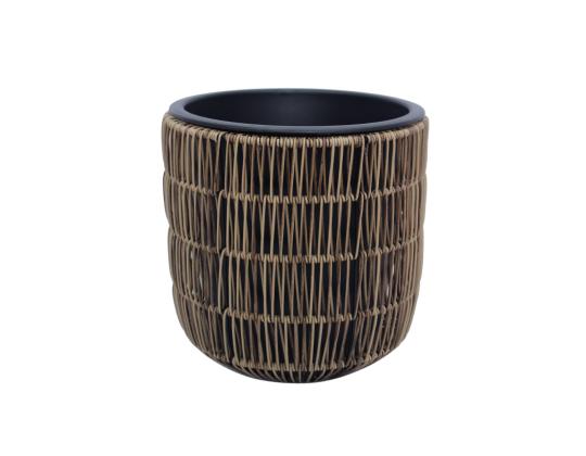 Kukkaruukku WICKER D27xK28cm, vaaleanruskea