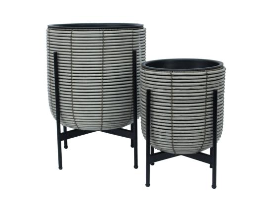 Kukkaruukku WICKER pohjalla 38x38xH49cm, beigen harmaa